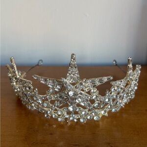 Silver Crystal Star Tiara Crown - Women Accessories